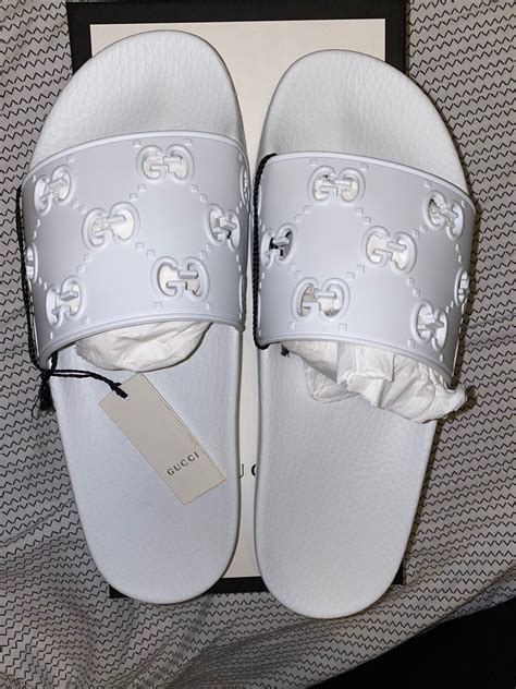 gucci off white slides|gucci slides white cheap.